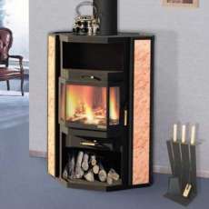 Недорогой большой камин с шамотом Печора Мета Бел фото в интерьере в Слуцке