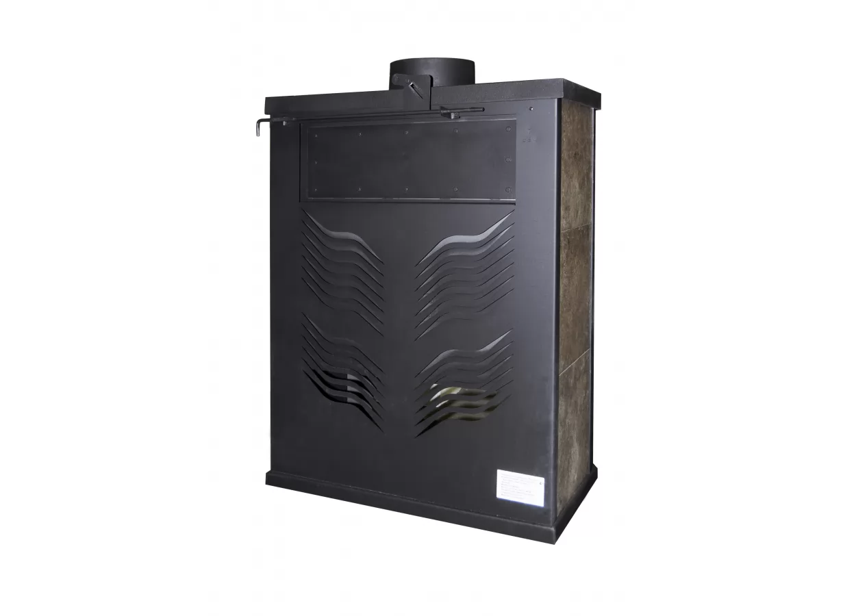Стальной камин с дровницей Бавария призматик с плитой фото в Слуцке