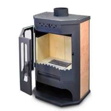 Стальной камин с шамотом Бавария призматик с плитой фото в Слуцке