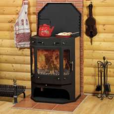 Печь-камин Бавария с плитой аква фото в Слуцке