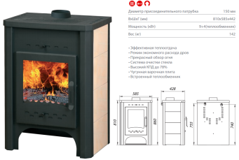 Недорогой печь-камин со стеклом Экокамин с плитой в интерьере фото в Слуцке