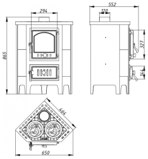 Печь-камин Бавария угловая чугун с плитой в Слуцке