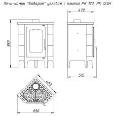 Недорогая печь-камин Бавария угловая с плитой незабудка Амазонка бай фото габариты в Слуцке
