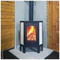 Стальной камин Бавария угловая Амазонка бай фото в интерьере в Слуцке