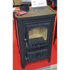 Чугунный камин со стеклом Бавария Оптима Чугун с плитой фото в интерьере в Слуцке