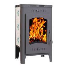 Стальной камин Бавария Оптима Незабудка со стеклом фото в Слуцке