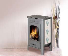 Печь-камин Бавария Оптима Незабудка со стеклом фото в Слуцке