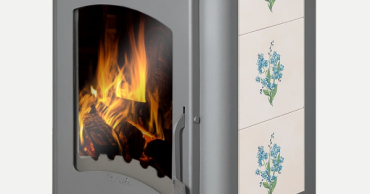 Недорогой камин Бавария Оптима Незабудка со стеклом фото в Слуцке