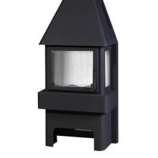 Печь-камин Бавария 3 стекла чёрная фото в Слуцке