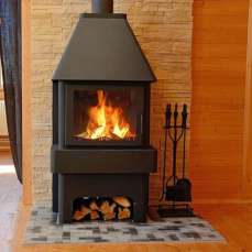 Стальной большой камин Бавария 3 стекла чёрная фото в Слуцке