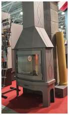 Стальной камин Бавария Мюнхен со стеклом угловой чёрный (без перемычки) фото в Слуцке