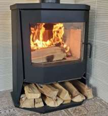 Стальной камин с большим стеклом Бавария панорама призма с плитой фото в Слуцке