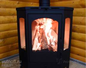 Стальной камин со стеклами Бавария панорама угловая фото в Слуцке