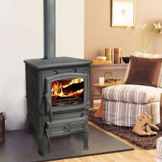 Печь-камин чугунный FireWay Dacha в интерьере чёрный Амазонка бай фото в Слуцке