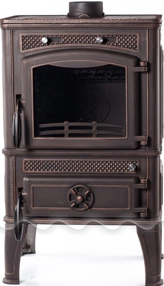Печь-камин чугунный FireWay Dacha с варочной поверхностью патина бронза Амазонка бай фото в Слуцке