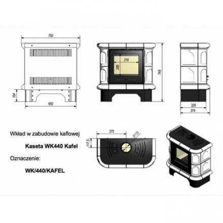 Купить кафельную печь камин Kratki WK/440/KAFEL/CZ Амазонка бай фото в Слуцке
