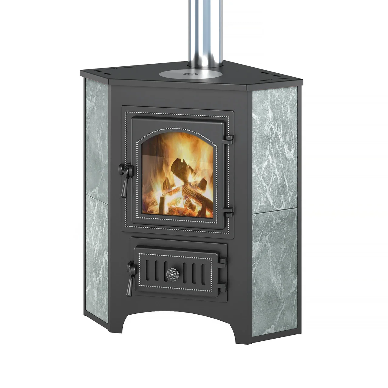 Печь-камин Везувий ПК-01 (270) угловой талькохлорит 9 кВт Амазонка бай фото в Слуцке