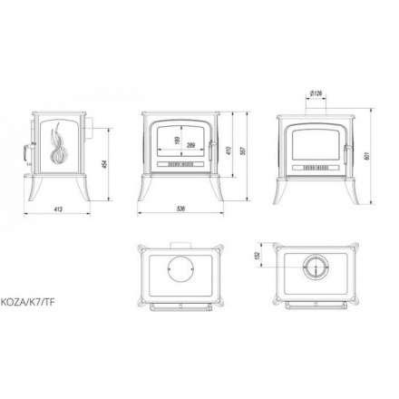 Купить Печь-камин чугунный Kratki Koza K7 с турбиной в Слуцке Амазонка бай фото в Слуцке