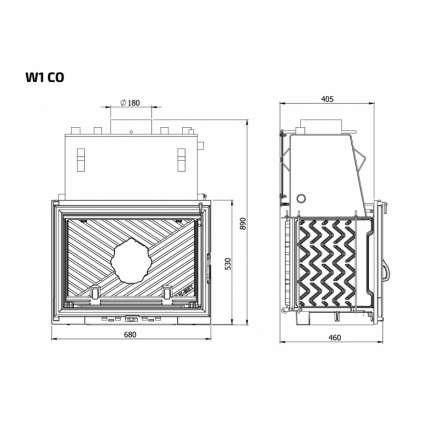 Каминная топка Kawmet W1CO 18,7 кВт с водяным контуром в Слуцке