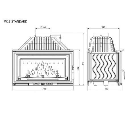 Каминная топка Kawmet W15 STANDARD 12 кВт в Слуцке