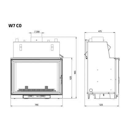 Каминная топка Kawmet W7CO 25,3 кВт с водяным контуром в Слуцке
