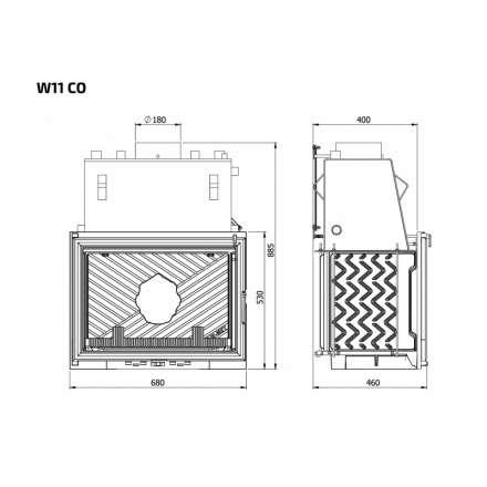 Каминная топка Kawmet W11CO 18 кВт с водяным контуром в Слуцке