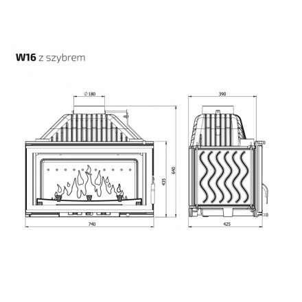 Каминная топка Kawmet W16 PREMIUM 14,7 кВт в Слуцке
