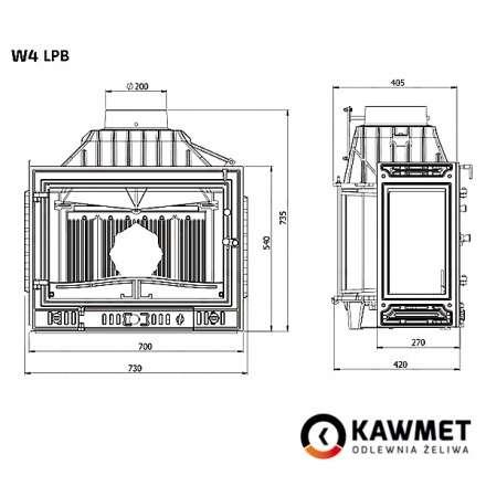 Каминная топка Kawmet W4PLB-14,5 кВт в Слуцке