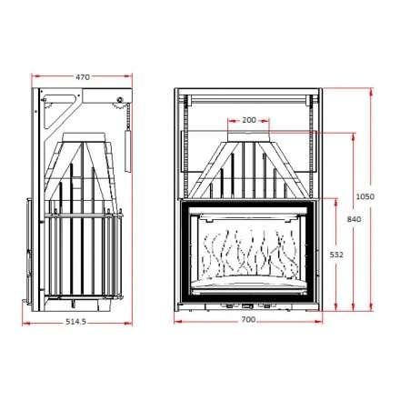 Каминная топка Invicta 700 Grand Angle с подъёмом в Слуцке