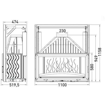 Каминная топка Invicta 1100 Grand Vision с подъёмом в Слуцке