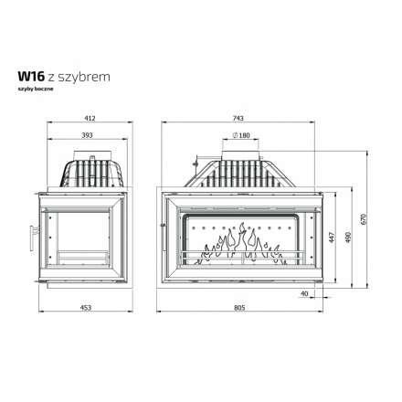Каминная топка Kawmet W16PB 14,7 кВт в Слуцке