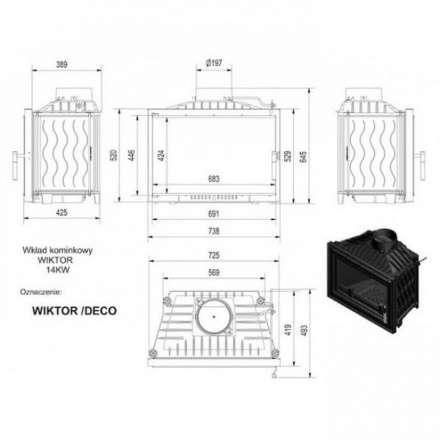 Каминная топка Kratki Wiktor/DECO в Слуцке