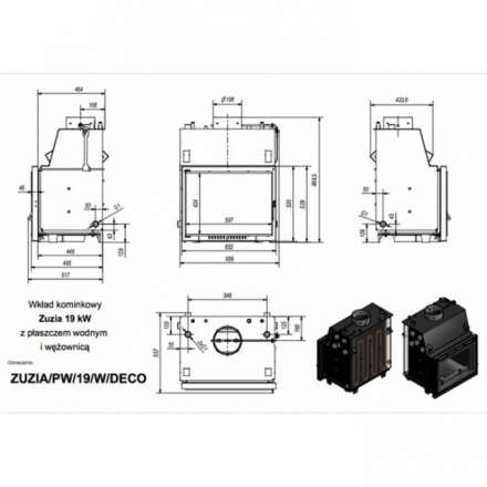 Каминная топка Kratki Zuzia/PW/19/W/DECO в Слуцке