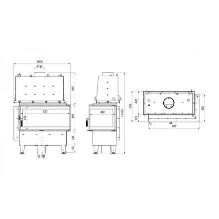 Каминная топка Defro Home RIVA ME BP SHORT угловая, с водяным контуром в Слуцке