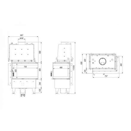 Каминная топка Defro Home RIVA SM BL SHORT угловая, с водяным контуром в Слуцке