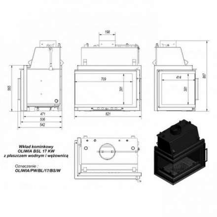 Каминная топка Kratki Oliwia/PW/BL/17/BS/W в Слуцке