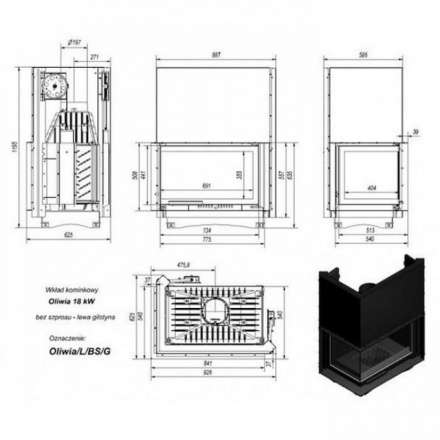 Каминная топка Kratki Oliwia/L/BS/G в Слуцке