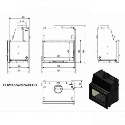 Каминная топка Kratki OLIWIA/PW/22/W/DECO в Слуцке