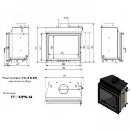 Каминная топка Kratki Felix/PW/14/W в Слуцке