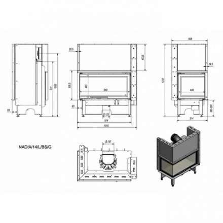 Каминная топка Kratki NADIA/14/L/BS/G в Слуцке