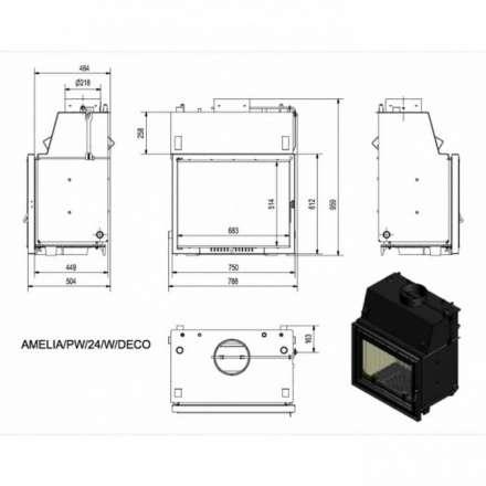 Каминная топка Kratki Amelia/PW/24/W/DECO (змеевик) в Слуцке