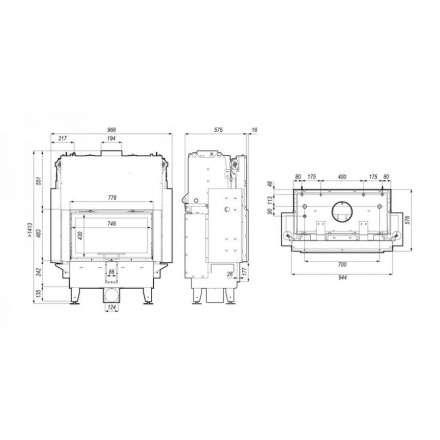 Каминная топка Defro Home RIVA ME G SHORT с водяным контуром и подъемом стекла вверх в Слуцке