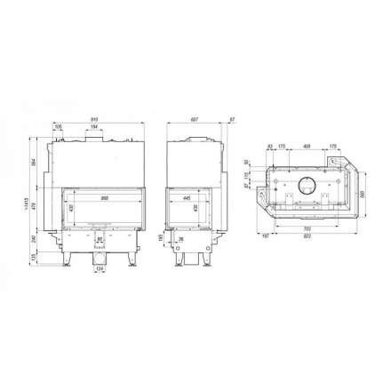 Каминная топка DEFRO HOME RIVA ME BL G SHORT угловая с водяным контуром и подъемом стекла вверх в Слуцке