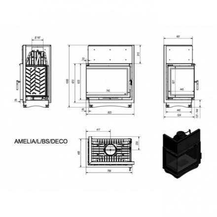 Каминная топка Kratki Amelia/L/BS/Deco в Слуцке