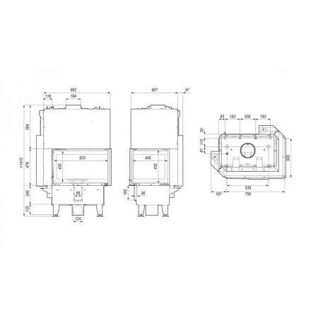 Каминная топка DEFRO HOME RIVA SM BL G SHORT угловая с водяным контуром и подъемом стекла вверх в Слуцке