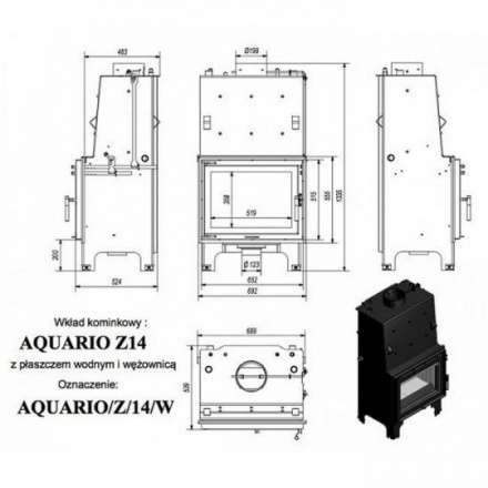 Каминная топка Kratki AQUARIO/Z/14/PW/W в Слуцке