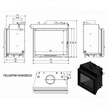 Каминная топка Kratki Felix/PW/14/W/DECO в Слуцке