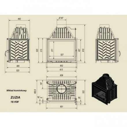 Каминная топка Kratki Zuzia/GLASS (двойное стекло) в Слуцке