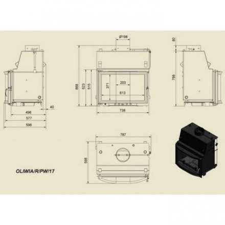 Каминная топка Kratki Oliwia/R/PW/17 в Слуцке