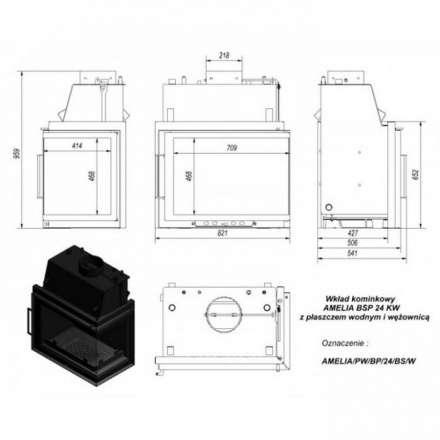 Каминная топка Kratki Amelia/PW/BP/24/BS/W в Слуцке